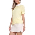 thumbnail image 4 of INSPIRAR CHIC Blusa de Mujer Vintage con Cuello Peter Pan, Manga Corta con Contraste, Talla XL, Amarillo, 4 of 6