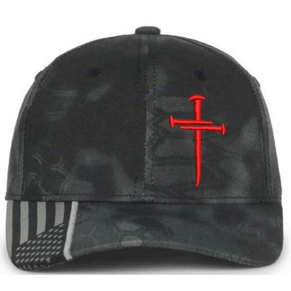 Christian Hats for Men Women Jesus 3 Nail Cross RED CROSS Hat and Decal