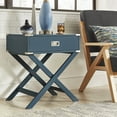 thumbnail image 2 of Weston Home Modern End Table with X-Base Legs and Drawer, Blue, 2 of 7