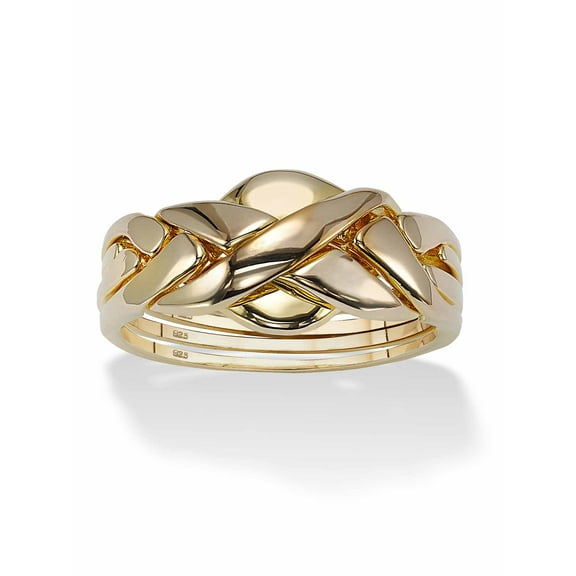 PalmBeach Jewelry Puzzle Ring in Gold-Plated or Platinum-Plated Sterling Silver