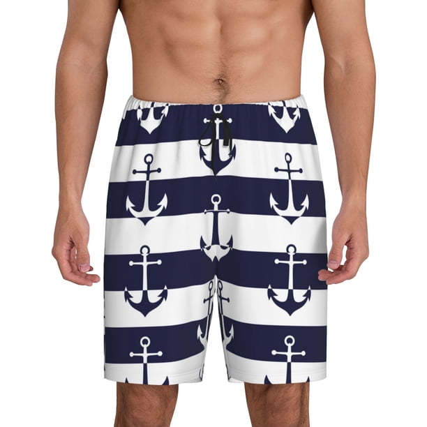 Fotbe Anchors Pantalones Cortos de Pijama para Hombre, Ropa de Dormir, Pantalones de Pijama Cortos para Hombre-X-Large
