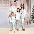 thumbnail image 2 of MEZZALL Kids Satin Silk Button Down Pajama Sets Solid Color 2 Piece Sleepwear Loungewear Long Sleeve Lapel Shirts With Pants Family Matching Nightwear, 2 of 6