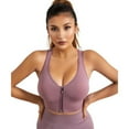 thumbnail image 2 of Xmarks Zipper in Front Sports Bra High Impact Strappy Back Support Workout Top, 2 of 9
