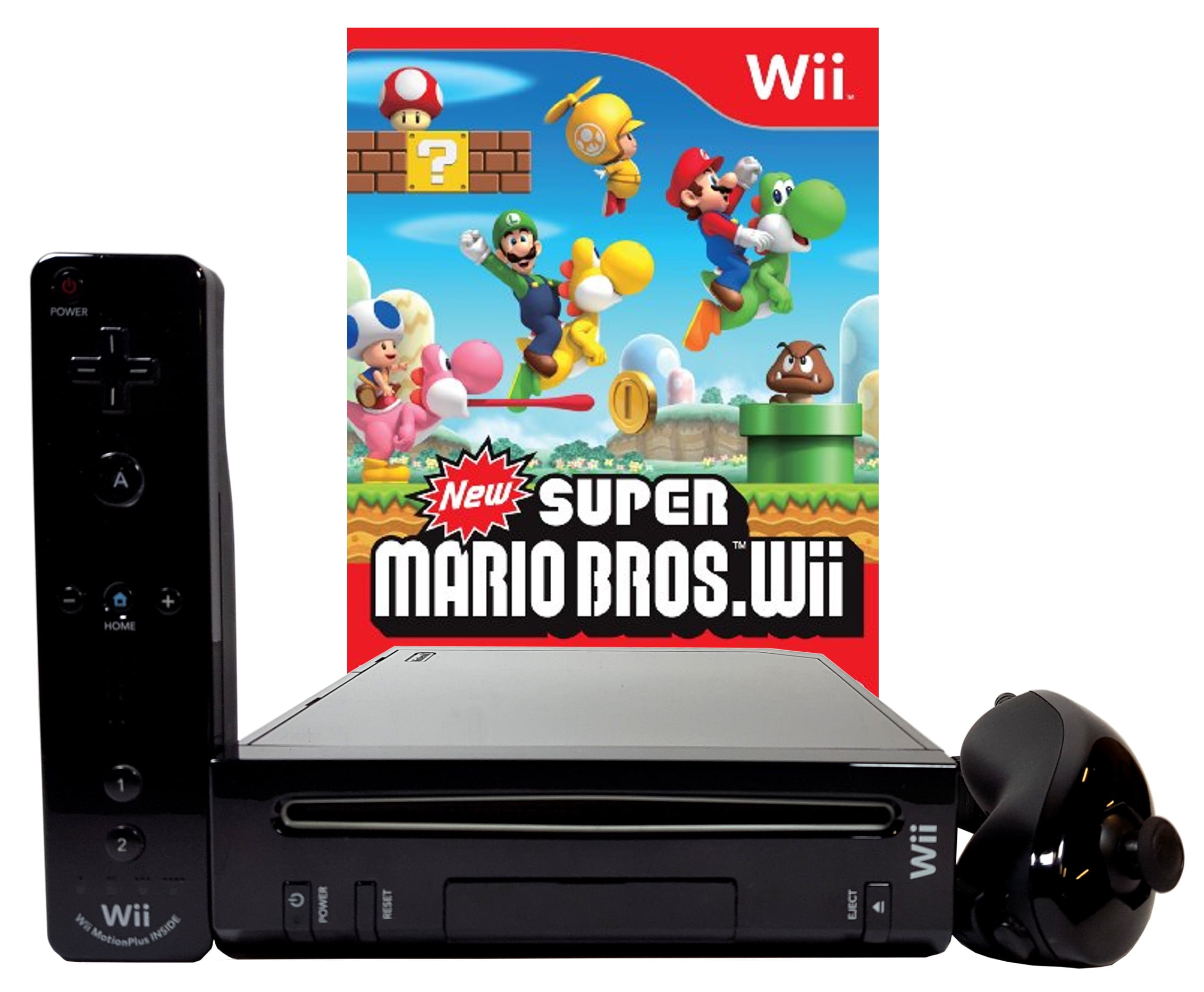 black wii with super mario bros