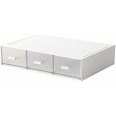 Desk Organizer-Stackable Storage Drawers Plastic Compact Desk Storage Box Perfect for Collection Small Item/Cosmetic Office Organizer - 3 drawers (White)