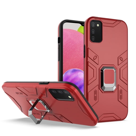For Samsung Galaxy A03S SM-S134DL Advanced Cover Phone Case   Tempered Glass - Red
