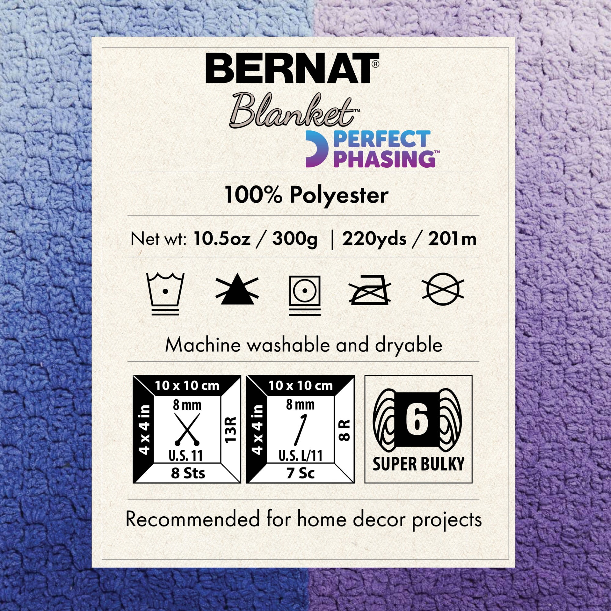 Bernat® Blanket™ Perfect Phasing™ #6 Super Bulky Polyester Yarn, Dark Blue 10.5oz/300g, 220 Yards (4 Pack)