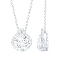 Rosec Jewels Lab Grown Diamond Pendant for Women (EF-VS Grade, with Chain) - Minimalist Necklace for Anniversary, 10K White Gold