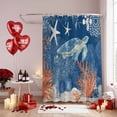 thumbnail image 6 of Sea Corals Turtle Shower Curtains for Bathroom, Summer Beach Sea Stars Dark Blue Washable Fabric Shower Curtain with Hooks Waterproof Bathroom Decor Sets, 66 x 72 Inches, 6 of 9