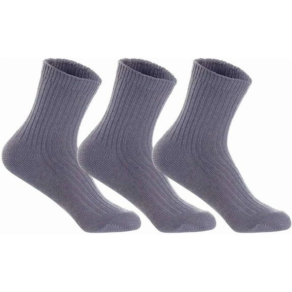 Lian LifeStyle Men's 3 Pairs Knitted Wool Blend Crew Socks LK08 Size Size 6-9 Grey