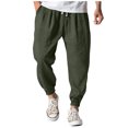 thumbnail image 2 of Harem Pants Men Drawstring Elastic Waist Taper Cotton Linen Pants Baggy Lightweight Casual Pants with Pocket, 5XL, 2 of 5