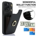 thumbnail image 2 of ELEHOLD for iPhone 13 Pro Max Wallet Crossbody Case with Organ Card Slots Metal Finger Ring Holder Kickstand Crossbody Shoulder Strap Shockproof Purse Cover for Women Girls,black, 2 of 8