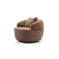 thumbnail image 3 of 360° Swivel Barrel Chair, Teddy Fleece Single Sofa, Modern Cloud Couch with Curve Armrest and 1 Pillow, Oversized Lounge Chair with Thickened Seat for Living Room, Brown, 3 of 9