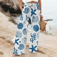 thumbnail image 2 of YUANGUANST Wide Leg Pants Woman Women's Boho Wide Leg Palazzo Pants Womens Cotton Casual Loose Pants Comfy Work Pants With Long Casual Wide Leg Business Work Casual Pants, 2 of 4