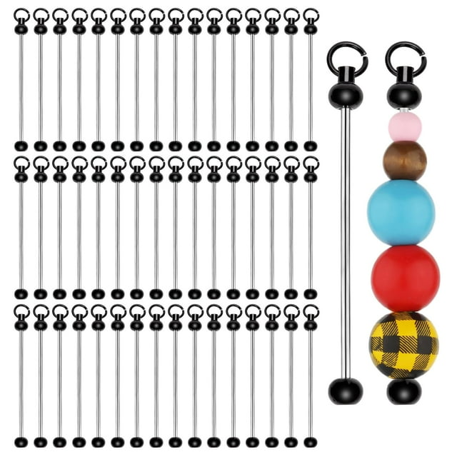Llavero con abalorios PEUTIER, metal negro, 50 unidades (8,5 cm)