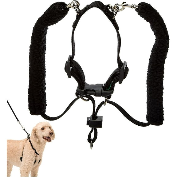 Sporn Original Training Halter, No Pull Dog Harness Large Dogs with Black Sherpa Sleeves