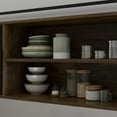 thumbnail image 6 of MONSLIPA Kitchen Pantry Storage Cabinet, Sideboard Buffet with Hutch, Metal Mesh Door and 3 Storage Drawers, Walnut, 6 of 7