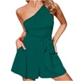thumbnail image 1 of Timegard Womens 1 Shoulder Shorts Rompers Tie Waisted Casual Loose Summer Vacation Jumpsuit with Pockets, 1 of 6