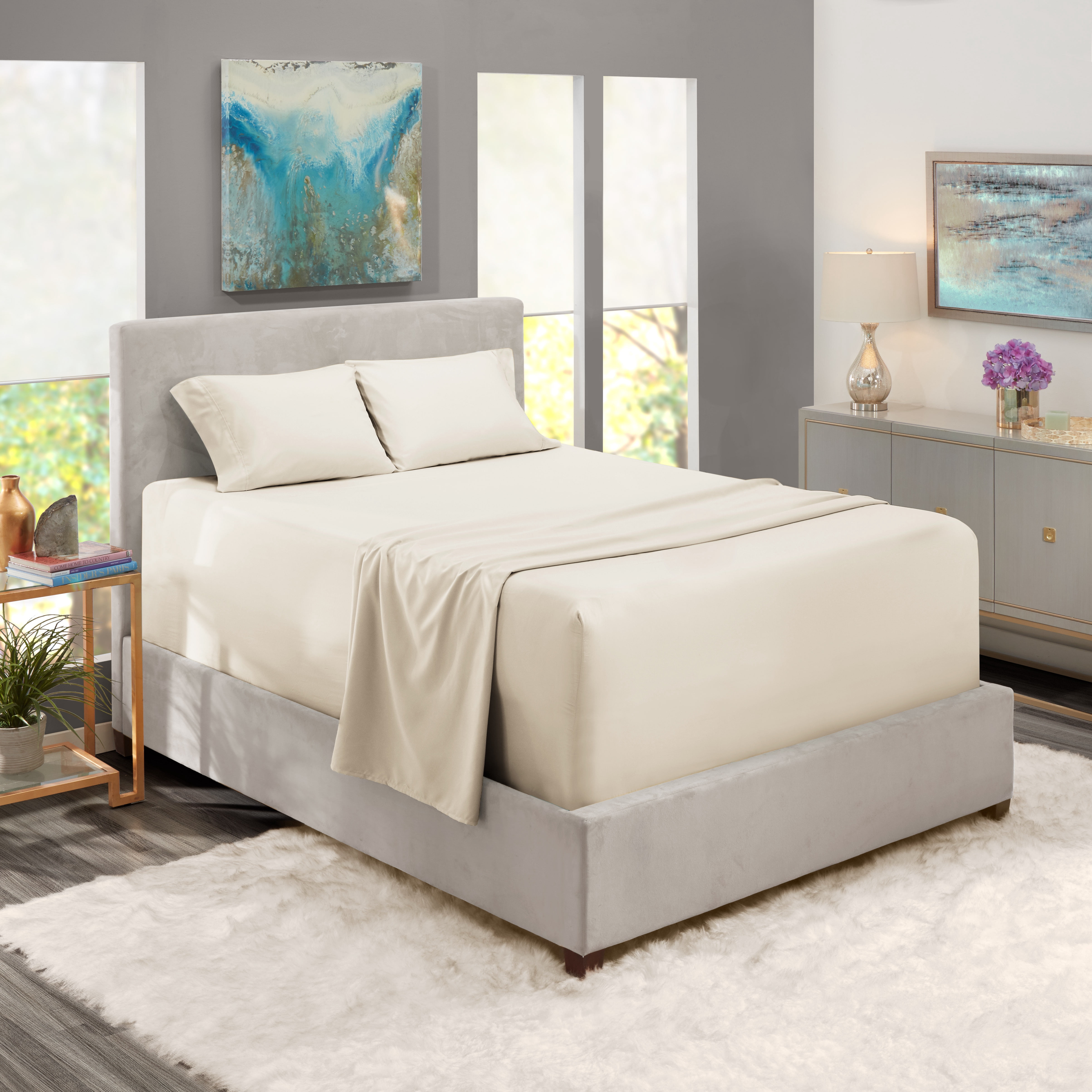 LammaLoe Extra Deep Pocket Full Sheets Set, 4 Piece, Fits 18"-24" Mattress, Breathable & Extra Soft Bed Sheets, Off White