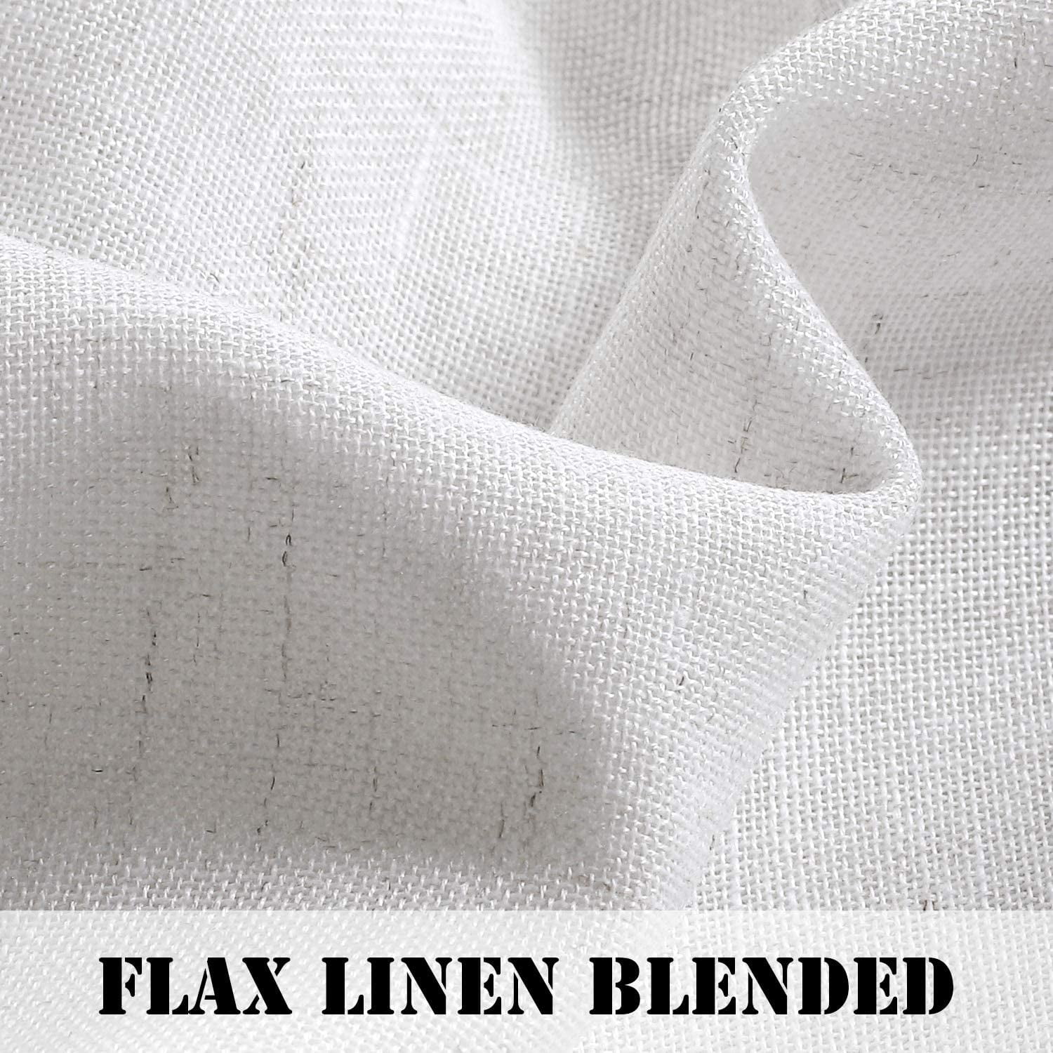 PrimeBeau Linen Tab Top Light Filtering Curtains, Set of 2, 52" x 63", Pure White
