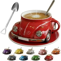 Beetle Shaped Coffee Mug,Unique Car Shaped Coffee Tea Mug,Handmade Ceramic Beetle Car Shaped Coffee Cup,Reusable Car Shaped Coffee Mug for Car Fans,Novelty Tea Cup Home Office Decor