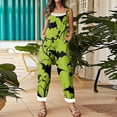 thumbnail image 4 of WTOBBY Halloween Printed Women's Jumpsuit, Casual Loose Retro Design with Suspenders in Cotton Linen Blend, Ideal for Relaxed and Fashionable Wear,Fluorescent Green2XL, 4 of 6