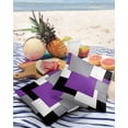 thumbnail image 3 of Pack of 2 Outdoor Pillow Covers, Abstract Art Patchwork Purple Black and Grey Waterproof Square Throw Pillowcase Cushion Decorative Pillow Covers for Couch Patio Tent, 20x20 in, 3 of 6