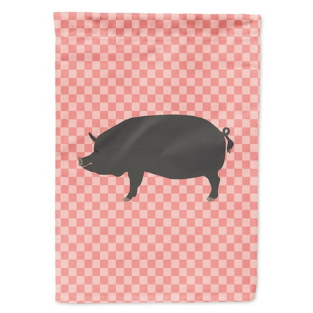 Caroline s Treasures BB7933GF Berkshire Pig Pink Check Flag Garden Size   Small  multicolor