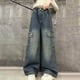 thumbnail image 5 of Cowsor Boys Girls Wide Leg Jeans Baggy High Elastic Waist Denim Pants Cute Y2K Trendy Tween Streetwear, 5 of 7