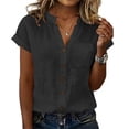 thumbnail image 2 of Women's Short Sleeve Blouse with Pockets and Turndown Collar, 2 of 6