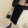 thumbnail image 3 of Quixlent Women Midi Skirt High Waist Straight Leg Hip Wrapped Knitting Skirt Solid Color Autumn Skirt Versatile Daily Wear, 3 of 8