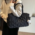 thumbnail image 4 of YOPTOP Leisure Simple Solid Color Diamond Lattice Stitching Multiple Pockets Women‘s Tote Bag With Pendant,none,none, 4 of 7
