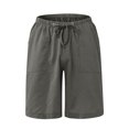 thumbnail image 5 of Domuza Men's Linen Shorts Casual Bermuda Long Linen Shorts High Waisted Comfy Summer with Pockets Gray 3XL, 5 of 5