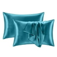thumbnail image 2 of dgysar Icy Silk Pillowcase Set of 2, Soft Breathable Smooth Cooling Pillow Cover for Hair and Skin, Hidden Zipper, Standard Size Turquoise 2 pieces, 20*36 inches, 2 of 8