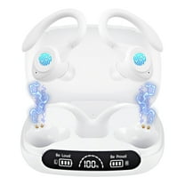 Wireless Earbuds for iPhone Android,Bluetooth 5.3 Headphones 160Hrs Playtime Waterproof IPX7 In-Ear Stereo Earphones Headset Noise Cancelling with Ear Hooks&Charging Case True Wireless Earbuds,White