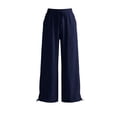 thumbnail image 2 of Bosfbaoi Pants for Women Regular Flat Front Jogger Pants Drawstring Waist Wide Leg Womens Pants with Adjustable Ankle Ties Outdoor Activity Trousers, 2 of 7