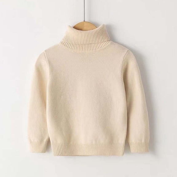 Cowsor Toddler Baby Boys Girls Knit Sweaters Turtleneck High Collar Fall Winter Soft Warm Sweater Pullover Tops