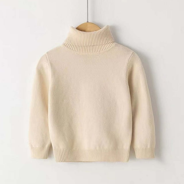 Cowsor Toddler Baby Boys Girls Knit Sweaters Turtleneck High Collar Fall Winter Soft Warm Sweater Pullover Tops