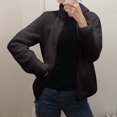 thumbnail image 2 of Pompotops Femmes Sales Manches Longues Tour-vers le Bas Col Patchwork Pull-Shirt Blouse Tops, 2 of 9
