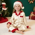 thumbnail image 6 of Family Christmas Pajamas Matching Sets Silk Satin Holiday Matching Pajamas Sets Long Sleeve Button Down Comfy Loungewear Sets, 6 of 7