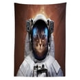 thumbnail image 3 of Ambesonne Space Cat Tablecloth Rectangular Table Cover, Kitten in Milkyway, 60"x84", White and Pale Caramel, 3 of 4