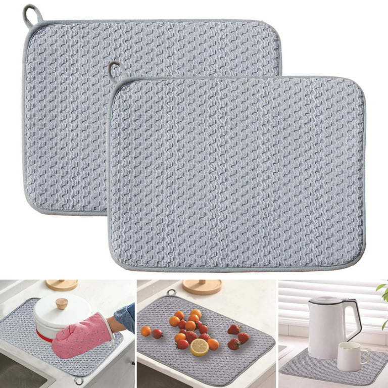  Dish Drying Mat for Kitchen Counter, Microfiber Dish Drying  Pad, 2 Pack Absorbent Large Dishes Drainer Mats 20 X 15 Inch (Gray): Home &  Kitchen