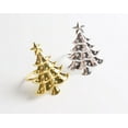 thumbnail image 4 of Decorative Reindeer Snowflake Christmas Tree Holiday Rhinestone Metal Napkin Rings - Set of 4 (Gold-Plated Christmas Tree), 4 of 5