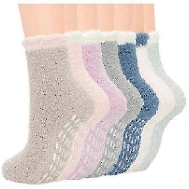 Calcetines de mujer, cálidos calcetines de terciopelo coral, cómodos calcetines para dormir, suaves y esponjosos calcetines de invierno 7 piezas