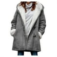 thumbnail image 3 of Nfurl Toggle Coats for Women Warm Fleece Lined Hooded Jackets Thermal Long Sleeve Solid Color Winter Outerwear Coat with Pockets Gray S, 3 of 6