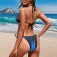 thumbnail image 5 of Chririnla Women's Blue Flame Print Halter Triangle Bikini Set - Sexy Tie Side Two Piece Swimsuit for Beach Vacation, Pool Party & Tropical Getaways, 5 of 9