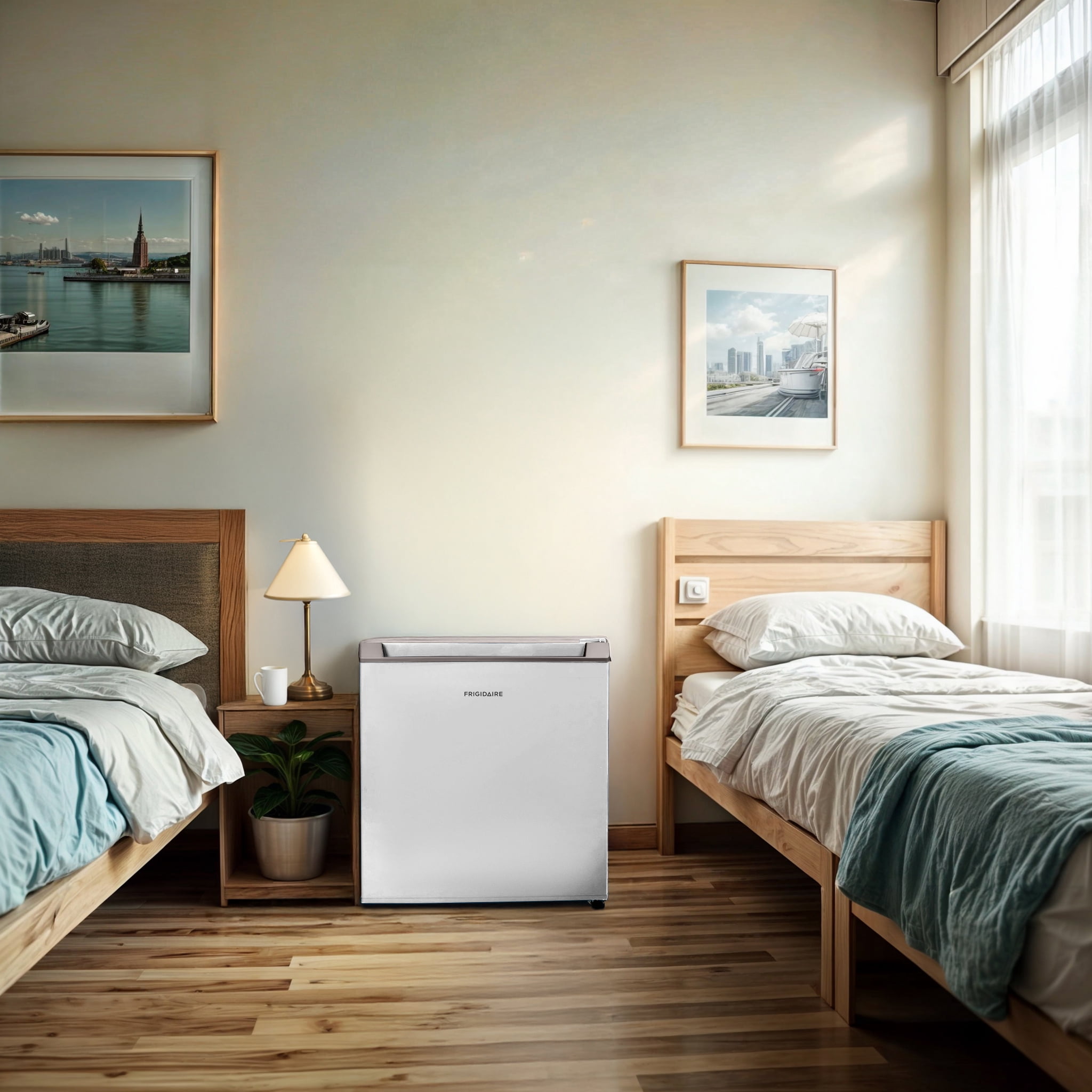 Frigidaire 1.6 Cu. ft. Compact Refrigerator with Chiller Compartment, Mini Fridge for Bedroom, Dorm, Office, Small Beverage Refrigerator, White