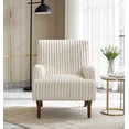 thumbnail image 2 of Modern Accent Chair with 2" Wide Wale Corduroy, 9" Solid Wood Legs, Comfortable Upholstered Armchair in Beige for Living Room, 2 of 8