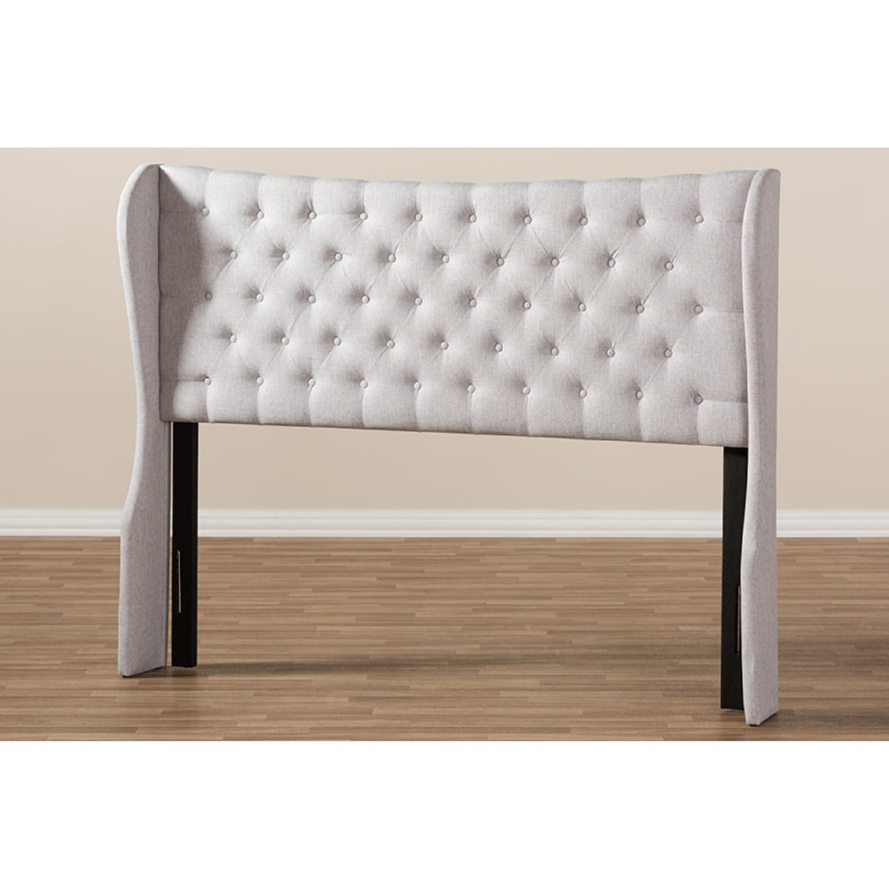 Baxton Studio Cadence Modern and Contemporary Greyish Beige Fabric Button-Tufted Queen Size Winged Headboard,Wholesale