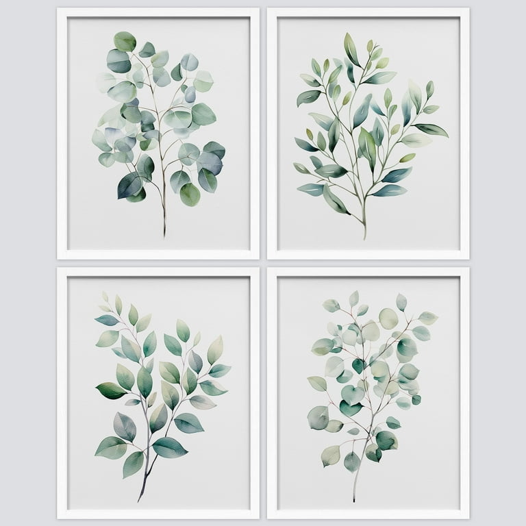 Madison Park Botanical Framed Wall Art Set - 4 Piece Vintage Floral Canvas Prints For Living Room, Bedroom Or Office Decor (Herbal Green)